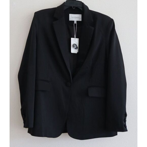 Lucy Paris BL-C959 Women's Sz Small Black Two Button Polyester Blend Blazer - Picture 1 of 8